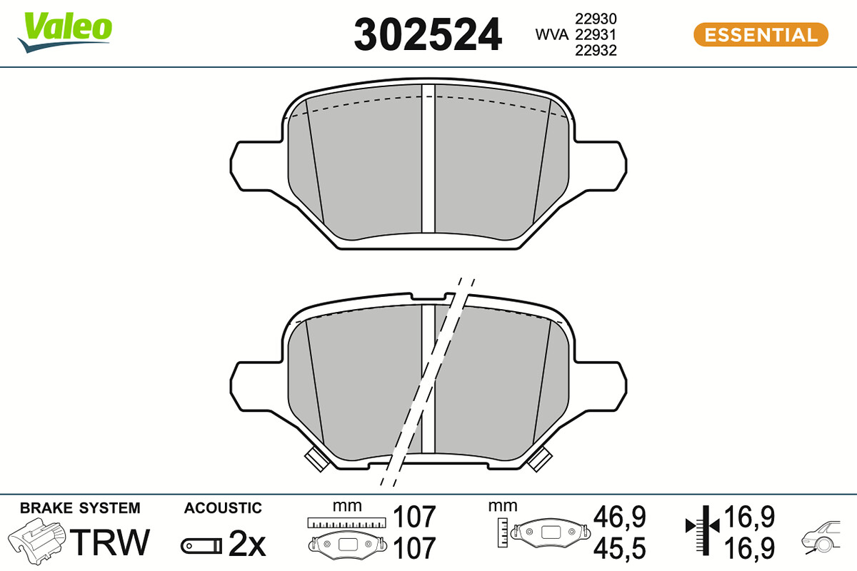 Jogo de 4 pastilhas de travão VALEO ref. 302524